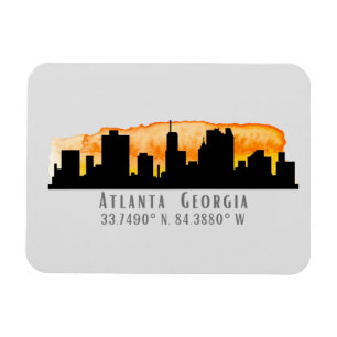 Atlanta City Skyline Karta Coordinates Magnet