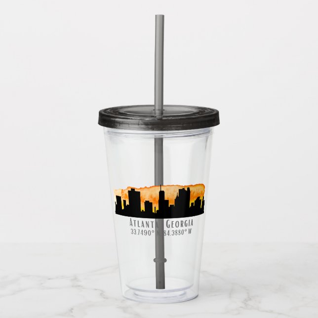 Atlanta City Skyline Karta Coordinates Take Away Mugg (Framsida)