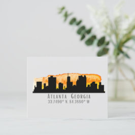Atlanta City Skyline Karta Coordinates Vykort