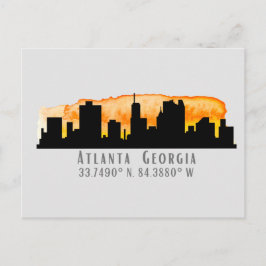 Atlanta City Skyline Karta Coordinates Vykort