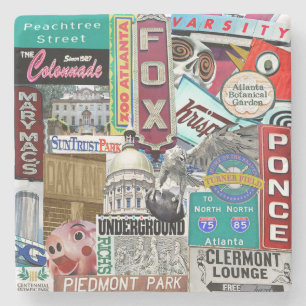 Atlanta Collage Underlägg, Retro Atlanta, Atlanta Stenunderlägg