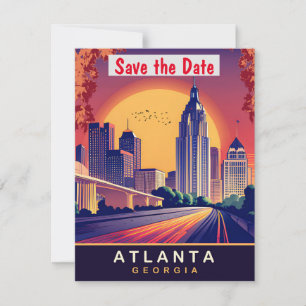 Atlanta Downtown Skyline Vägresemottagning Inbjuda Spara Datumet