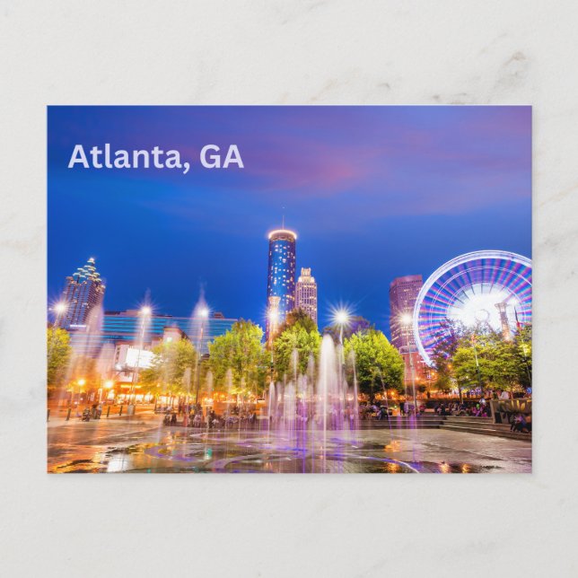 Atlanta, GA City Park Night View Vykort (Framsida)