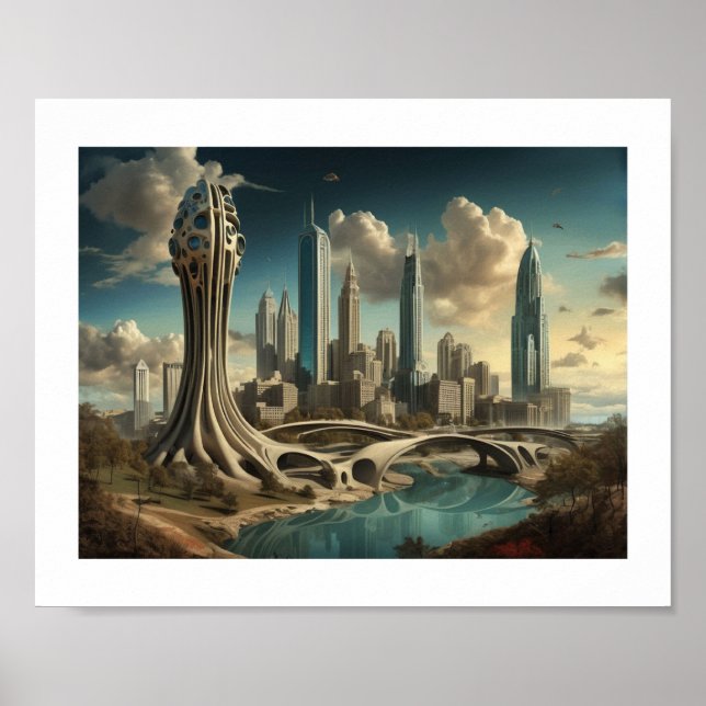 Atlanta GA, Surreal Cityscape Design Poster (Framsidan)