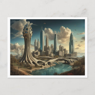 Atlanta GA, Surreal Cityscape Design Vykort