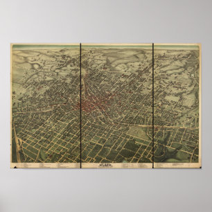 Atlanta Georgia 1892 Panoramic Karta Poster