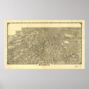Atlanta Georgia 1919 Antique Panoramic Karta Poster