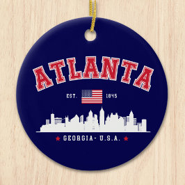Atlanta Georgia Architectural Skyline Julgransprydnad Keramik
