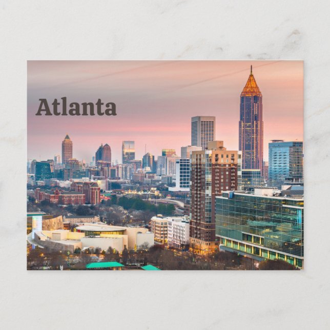 Atlanta, Georgia Benice Sunset City View Helg Vykort (Framsida)