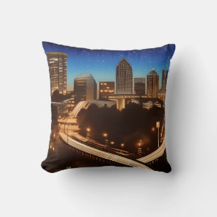 Atlanta Georgia Blue och Guld Evening Kudde