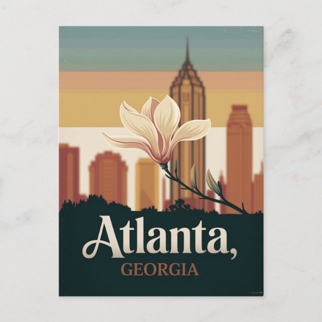 Atlanta Georgia Bomull Blomma Symbolisk Resa Vykort (Framsida)