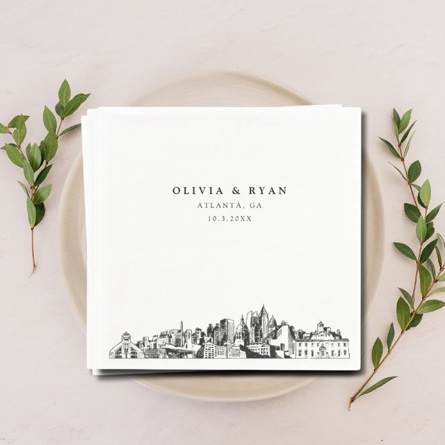 Atlanta Georgia Bröllop Cocktail Napkin Pappersservett (Atlanta wedding napkins
)