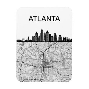 Atlanta Georgia City Skyline with Karta Magnet