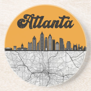 Atlanta Georgia City Skyline with Karta Underlägg