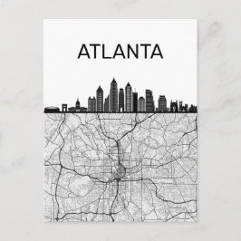 Atlanta Georgia City Skyline with Karta Vykort
