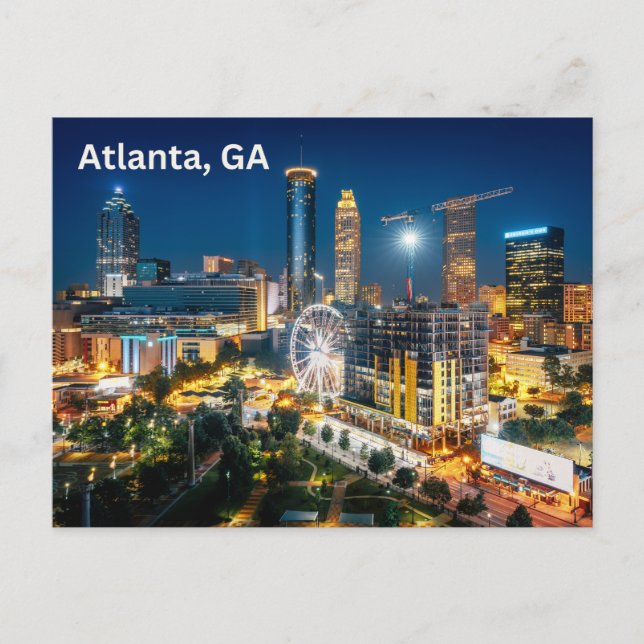 Atlanta, Georgia Downtown Night View Vykort (Framsida)