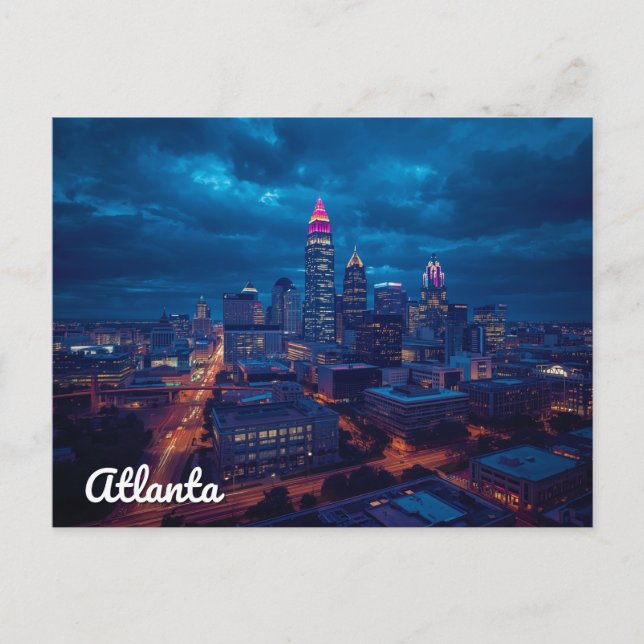 Atlanta Georgia Downtown Skyline Vykort (Framsida)