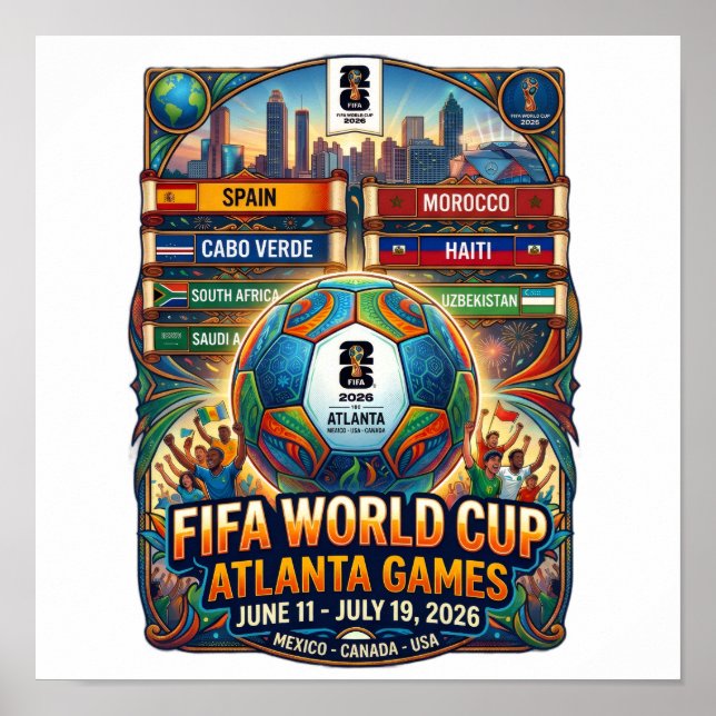 Atlanta Georgia FIFA Världscupen 2026 Poster (Framsidan)