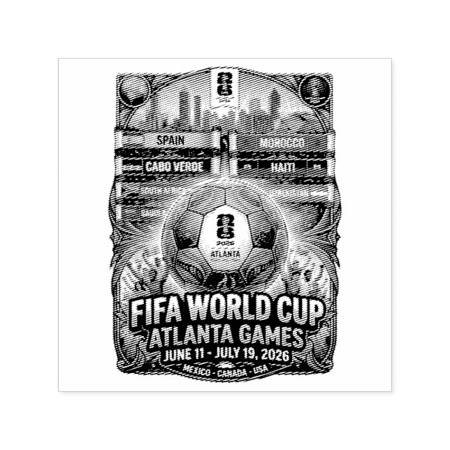 Atlanta Georgia FIFA Världscupen 2026 Självfärgande Stämpel (Design)