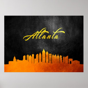 Atlanta Georgia Guld Skyline Poster