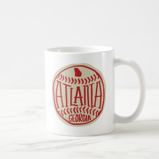 Atlanta Georgia Hand-Illustrated Baseball Kaffemugg (Höger)