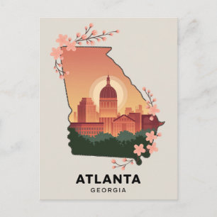 Atlanta Georgia Karta Symbolisk Resa Vykort