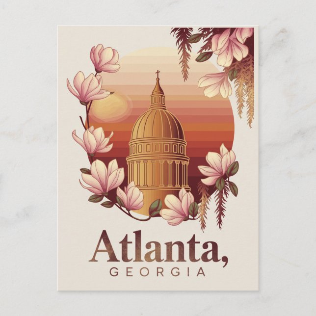 Atlanta Georgia  Kupol Bomull Blomma Resa Vykort (Framsida)
