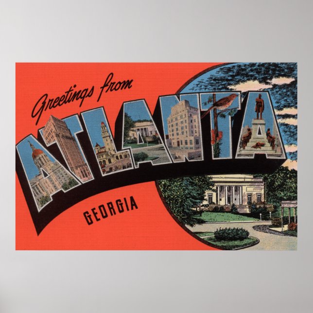 Atlanta, Georgia - Large Brev Scenes Poster (Framsidan)