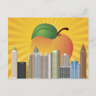 Atlanta Georgia med Peach Postcard Vykort