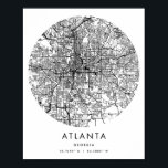 Atlanta Georgia Minimum Modern Circle Street Karta Poster<br><div class="desc">Atlanta Georgia Minimum Modern Circle Street Karta</div>
