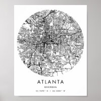 Atlanta Georgia Minimum Modern Circle Street Karta