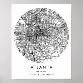Atlanta Georgia Minimum Modern Circle Street Karta Poster