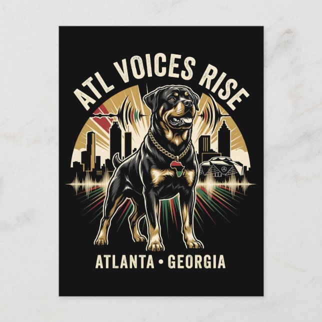 Atlanta Georgia Rottweiler Cultural Pride Art Vykort (Framsida)