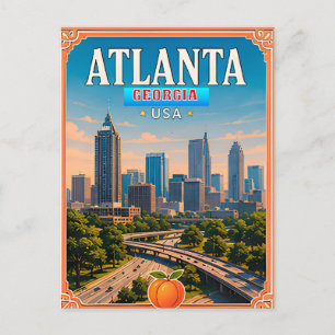 🍑 Atlanta Georgia Semester Minne Vykort
