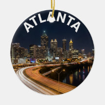 Atlanta Georgia Silhuett, Nattliga Stadsljus Suven