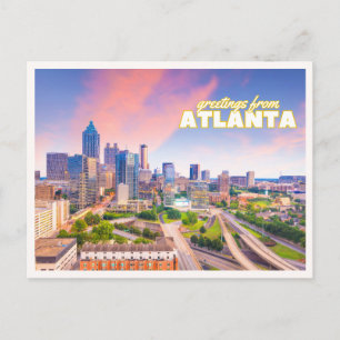 Atlanta Georgia Siluett Nedre Stad Solnedgång Foto Vykort