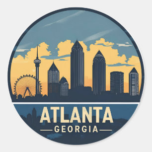 Atlanta Georgia Siluett Runt Klistermärke