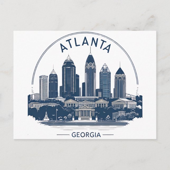 Atlanta Georgia Siluett Vykort (Framsida)