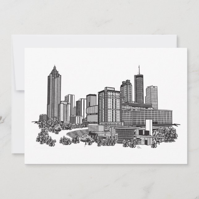 Atlanta Georgia Skyline Art Inbjudningar (Framsida)
