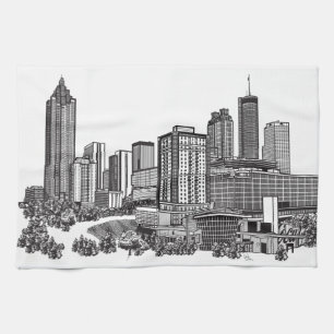 Atlanta Georgia Skyline Art Kökshandduk