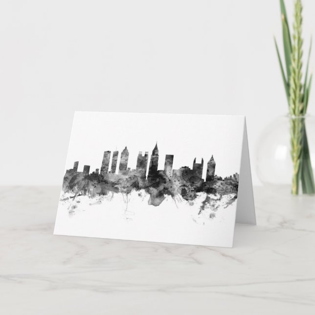 Atlanta Georgia Skyline Black White Kort (Framsida)