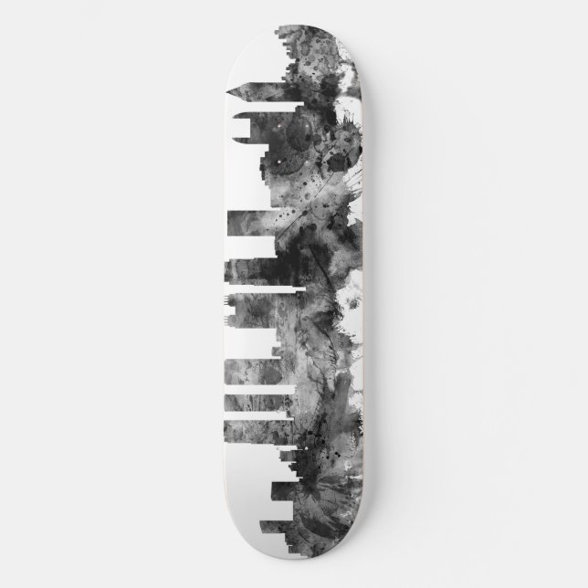 Atlanta Georgia Skyline Black White Mini Skateboard Bräda 18,5 Cm (Framsida)