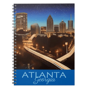 Atlanta Georgia Skyline Blue och Guld Evening Anteckningsbok