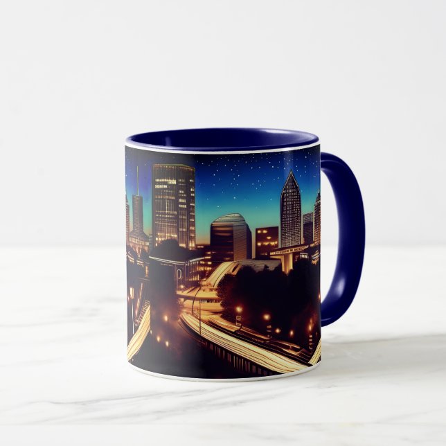 Atlanta Georgia Skyline Blue Starry Evening Mugg (Framsida höger)