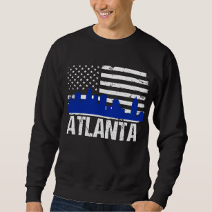Atlanta Georgia Skyline Distress American Flagga Lång Ärmad Tröja