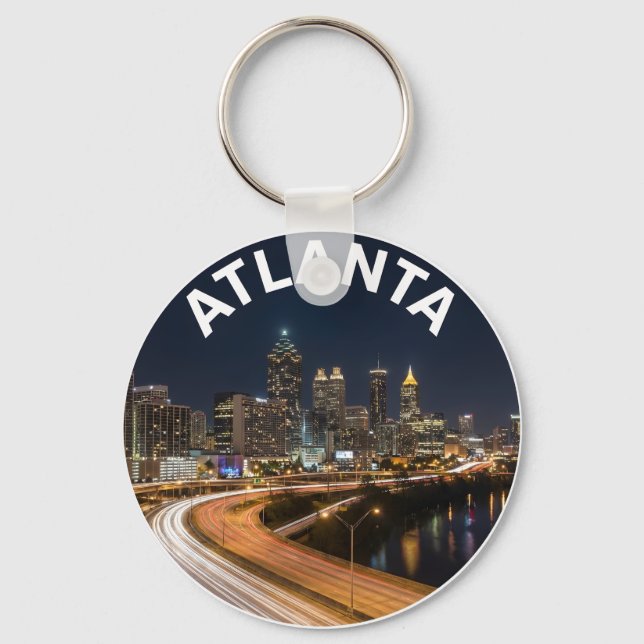 Atlanta Georgia Skyline, Night City Lights Souveni Nyckelring (Framsida)