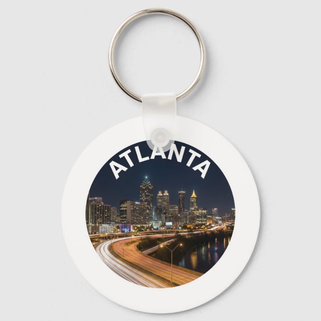 Atlanta Georgia Skyline, Night City Lights Souveni Nyckelring (Framsida)