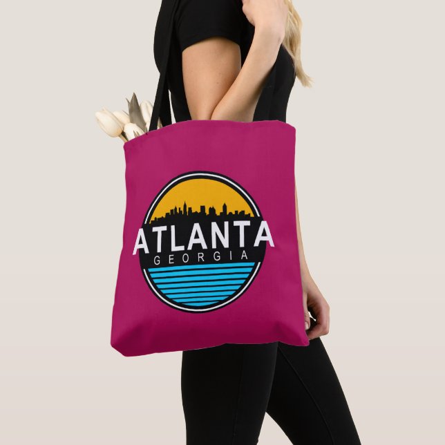 Atlanta Georgia Skyline T-Shirt Tote Bag Tygkasse (Närbild)
