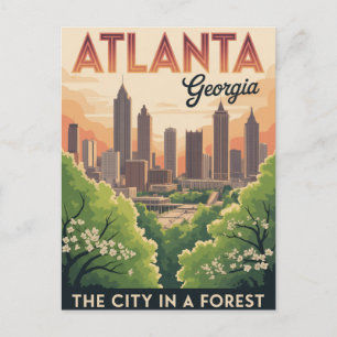 Atlanta Georgia Staden i en skog Vykort
