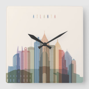 Atlanta Georgia   stadshorisont Fyrkantig Klocka